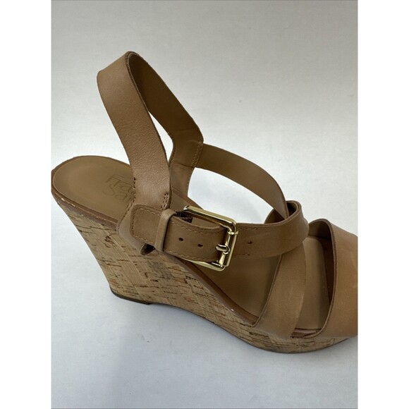 Franco Sarto Womens Pelma Sandals Cork Platform Beige Faux Leather Strappy sz 8M - Picture 8 of 11